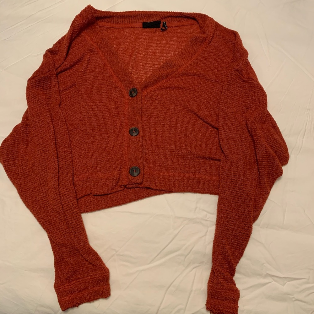 Reddish maroon cardigan